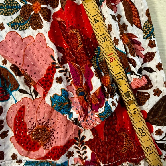 Jane & Delancey Women's Red Orange Floral Cottagecore Pullover V Neck Top Size M - Picture 9 of 11